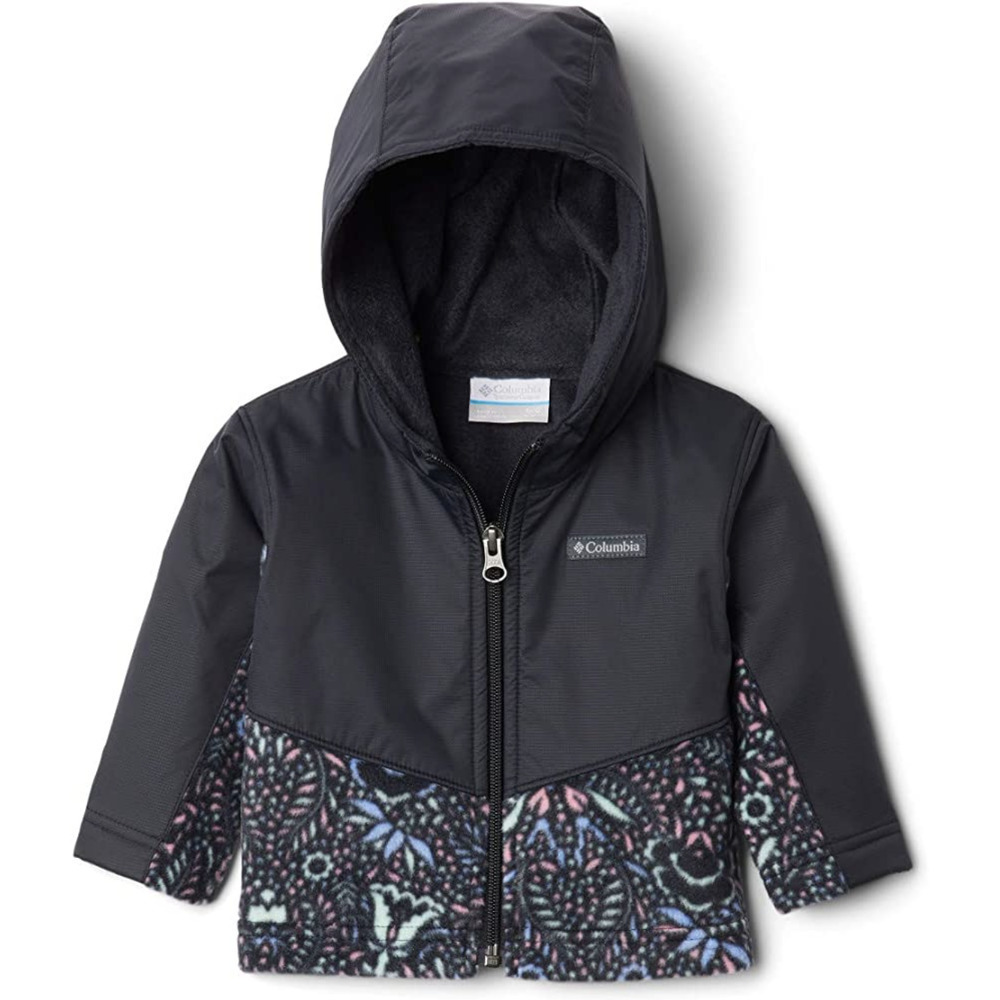 Columbia Fleece Lined Nylon Printed Zip Up Hooded Jacket • Size 3-6M 🗣